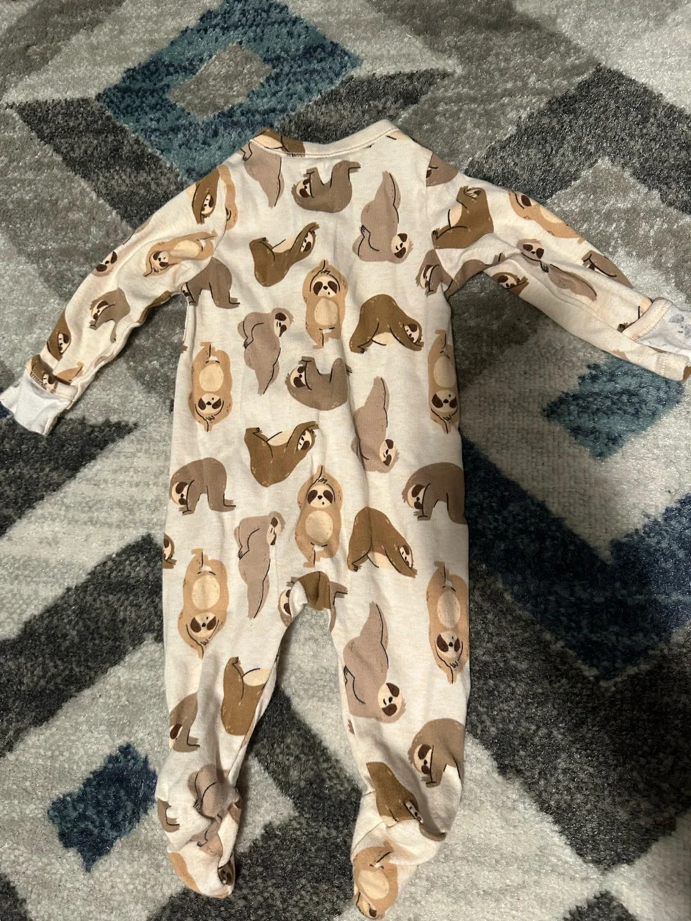 Old Navy Beige and Brown Sloth Footed Pajamas